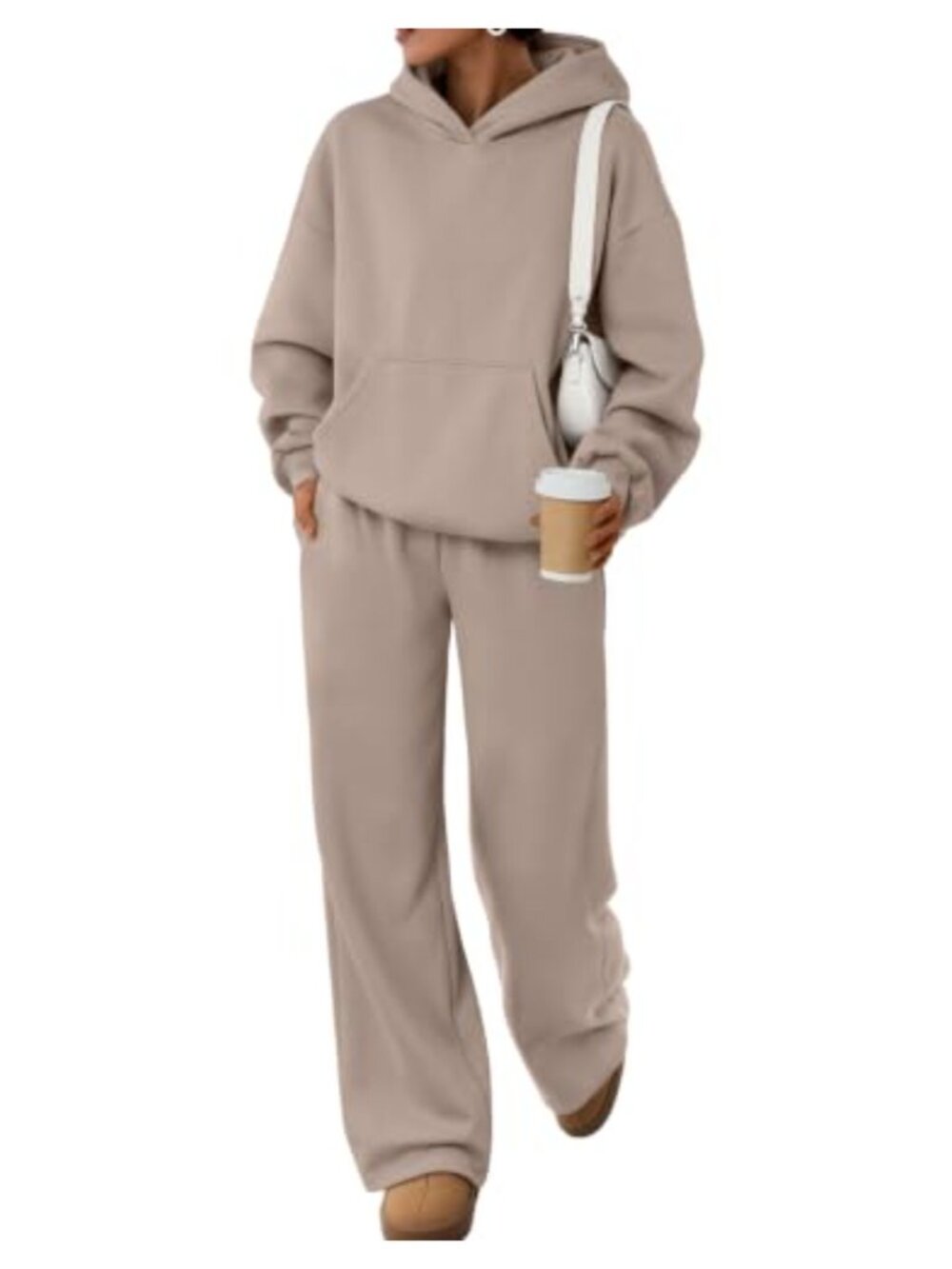 Oversized Hoodie Wide Leg Pants 2 Piece Lounge Set Cotton Fleece Sweatsuit